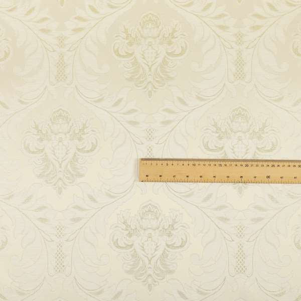 Sultan Collection Damask Pattern Golden Shine Effect Cream Colour Upholstery Fabric CTR-130 - Roman Blinds