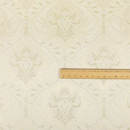 Sultan Collection Damask Pattern Golden Shine Effect Cream Colour Upholstery Fabric CTR-130 - Handmade Cushions