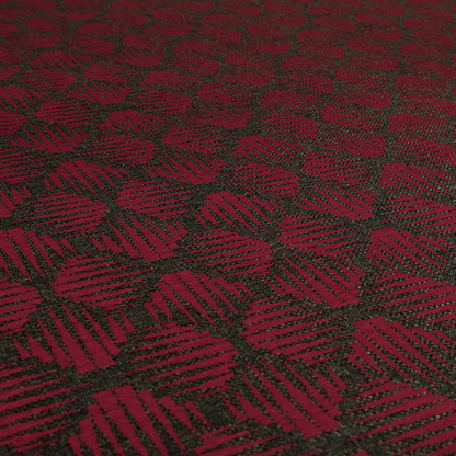 Canberra Geometric Pattern Chenille Red Material Upholstery Fabric CTR-1300 - Roman Blinds