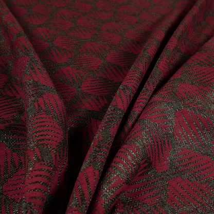 Canberra Geometric Pattern Chenille Red Material Upholstery Fabric CTR-1300 - Made To Measure Curtains