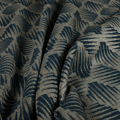 Canberra Geometric Pattern Chenille Navy Blue Material Upholstery Fabric CTR-1301 - Roman Blinds