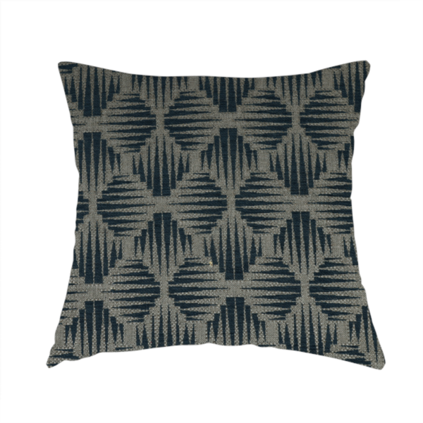 Canberra Geometric Pattern Chenille Navy Blue Material Upholstery Fabric CTR-1301 - Handmade Cushions