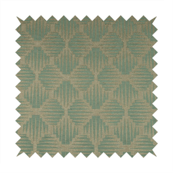 Canberra Geometric Pattern Chenille Light Blue Material Upholstery Fabric CTR-1302 - Roman Blinds