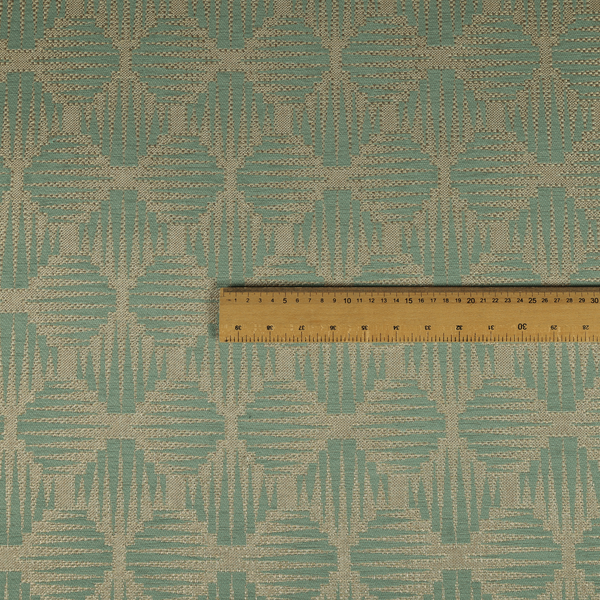 Canberra Geometric Pattern Chenille Light Blue Material Upholstery Fabric CTR-1302 - Roman Blinds