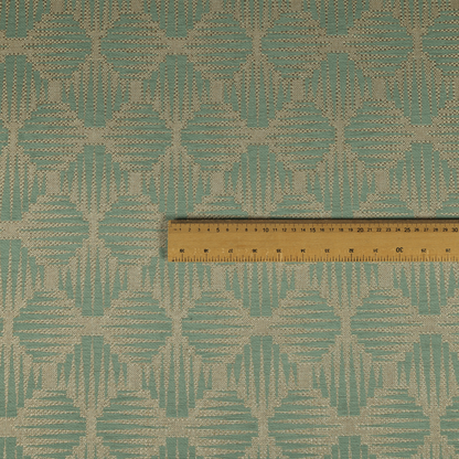 Canberra Geometric Pattern Chenille Light Blue Material Upholstery Fabric CTR-1302 - Roman Blinds