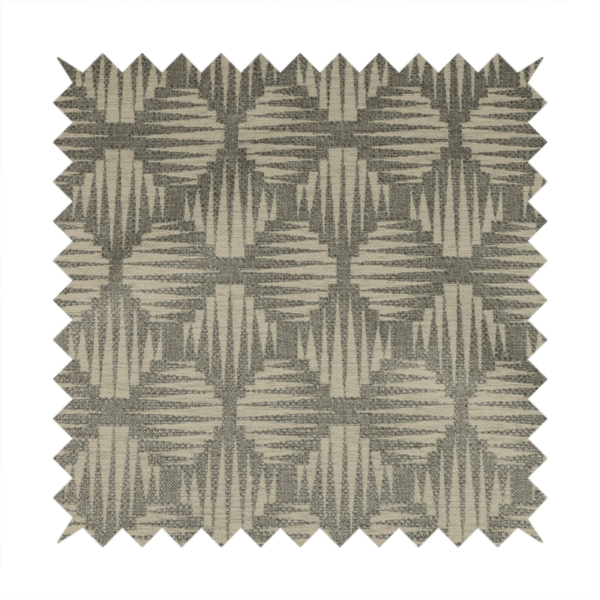 Canberra Geometric Pattern Chenille Grey Material Upholstery Fabric CTR-1303 - Roman Blinds