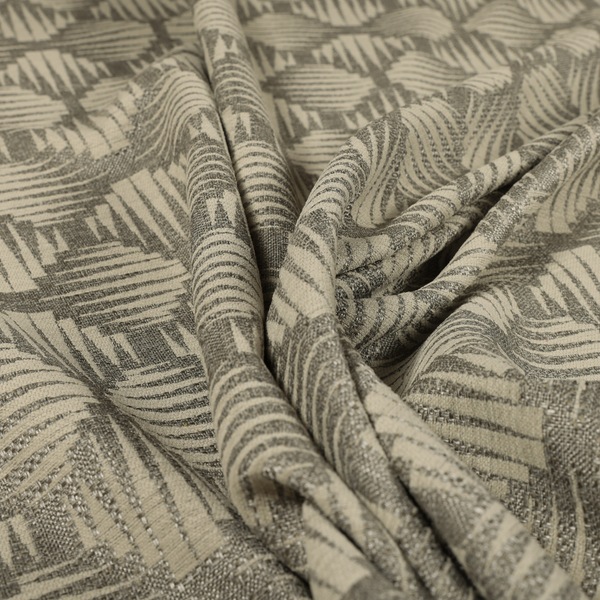 Canberra Geometric Pattern Chenille Grey Material Upholstery Fabric CTR-1303 - Made To Measure Curtains