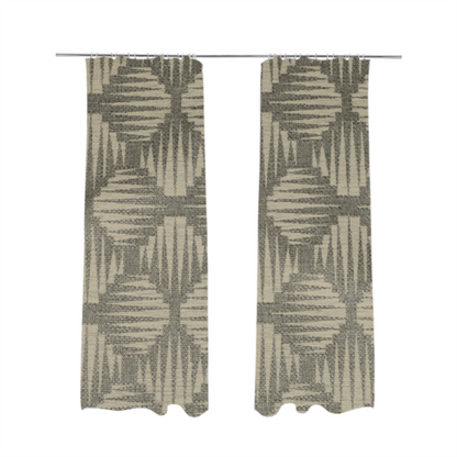 Canberra Geometric Pattern Chenille Grey Material Upholstery Fabric CTR-1303 - Made To Measure Curtains