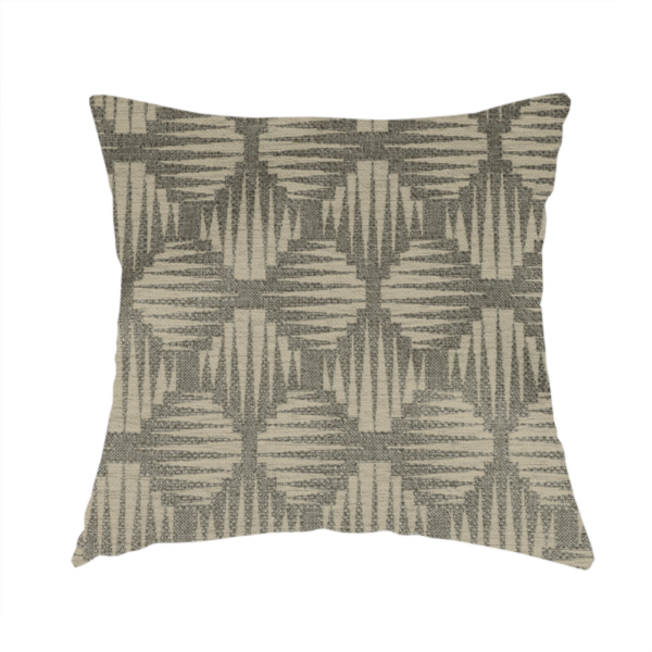 Canberra Geometric Pattern Chenille Grey Material Upholstery Fabric CTR-1303 - Handmade Cushions