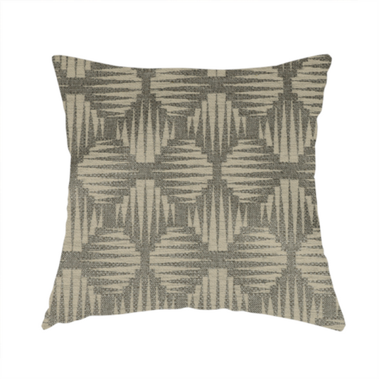 Canberra Geometric Pattern Chenille Grey Material Upholstery Fabric CTR-1303 - Handmade Cushions