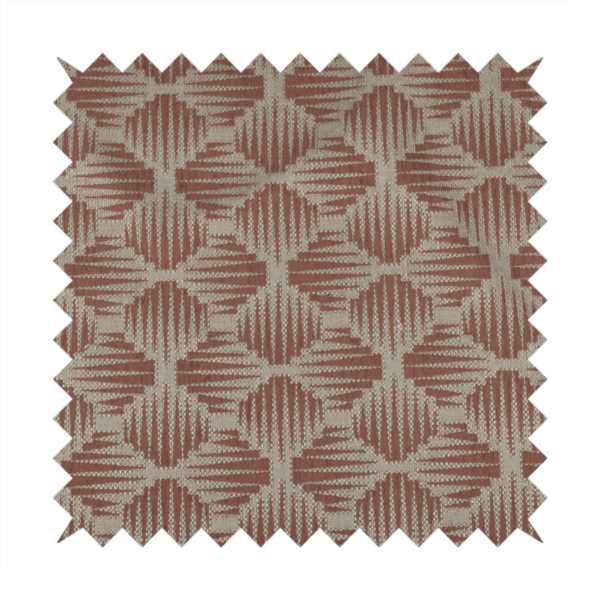 Canberra Geometric Pattern Chenille Pink Material Upholstery Fabric CTR-1304 - Made To Measure Curtains