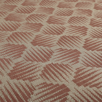 Canberra Geometric Pattern Chenille Pink Material Upholstery Fabric CTR-1304 - Roman Blinds