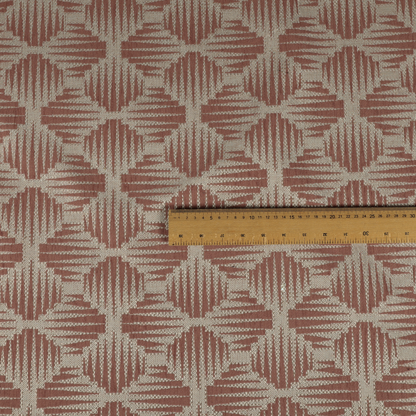 Canberra Geometric Pattern Chenille Pink Material Upholstery Fabric CTR-1304 - Roman Blinds