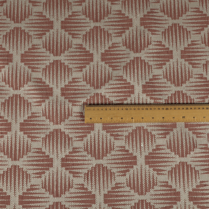 Canberra Geometric Pattern Chenille Pink Material Upholstery Fabric CTR-1304 - Made To Measure Curtains