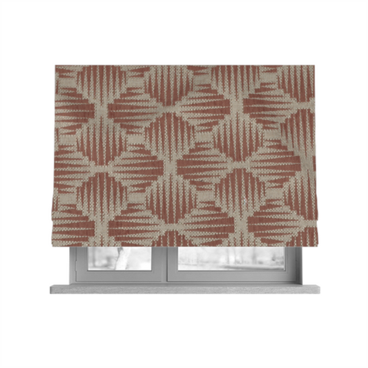 Canberra Geometric Pattern Chenille Pink Material Upholstery Fabric CTR-1304 - Roman Blinds