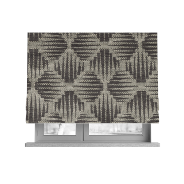 Canberra Geometric Pattern Chenille Purple Material Upholstery Fabric CTR-1305 - Roman Blinds