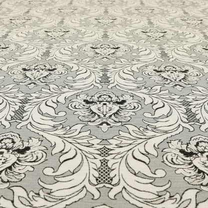 Sultan Collection Damask Pattern Silver Shine Effect Grey Black Colour Upholstery Fabric CTR-131 - Handmade Cushions