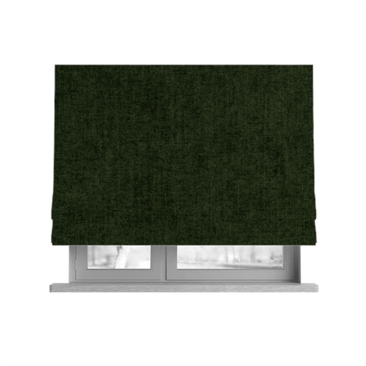 Sunset Chenille Material Hunter Green Colour Upholstery Fabric CTR-1316 - Roman Blinds