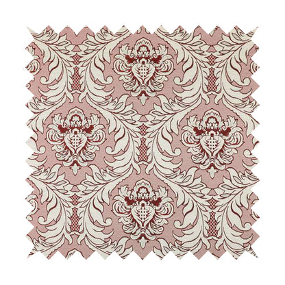 Sultan Collection Damask Pattern Silver Shine Effect Red Colour Upholstery Fabric CTR-132 - Roman Blinds