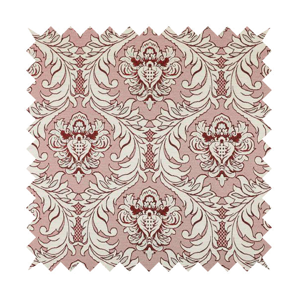 Sultan Collection Damask Pattern Silver Shine Effect Red Colour Upholstery Fabric CTR-132 - Made To Measure Curtains