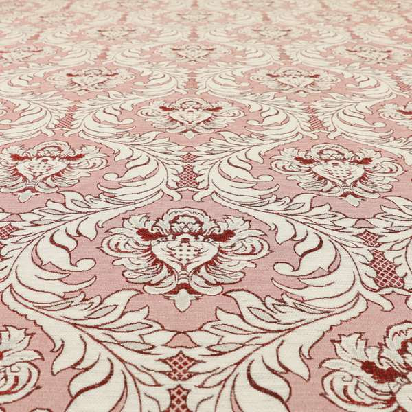 Sultan Collection Damask Pattern Silver Shine Effect Red Colour Upholstery Fabric CTR-132 - Roman Blinds