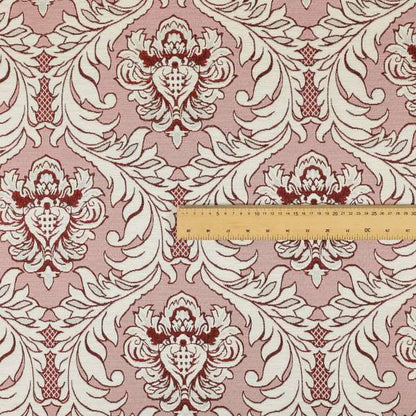 Sultan Collection Damask Pattern Silver Shine Effect Red Colour Upholstery Fabric CTR-132 - Roman Blinds