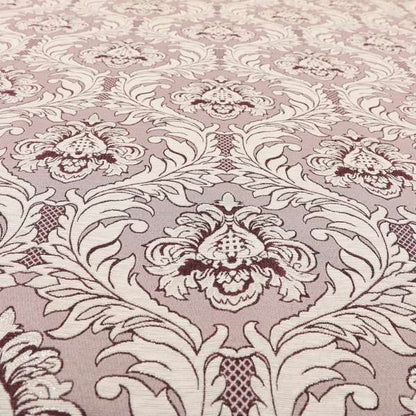 Sultan Collection Damask Pattern Silver Shine Effect Purple Colour Upholstery Fabric CTR-134