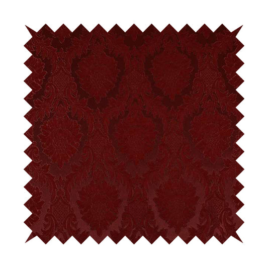 Anook Collection Red Colour Damask Floral Pattern Soft Chenille Upholstery Fabric CTR-135