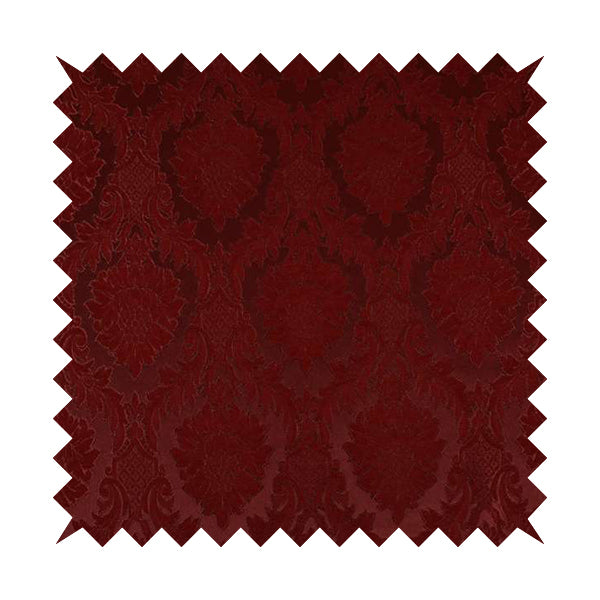 Anook Collection Red Colour Damask Floral Pattern Soft Chenille Upholstery Fabric CTR-135 - Made To Measure Curtains