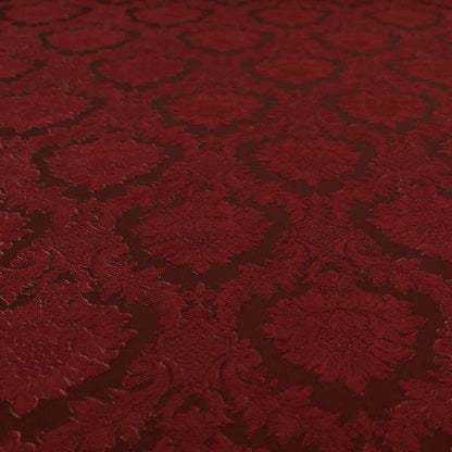 Anook Collection Red Colour Damask Floral Pattern Soft Chenille Upholstery Fabric CTR-135 - Roman Blinds