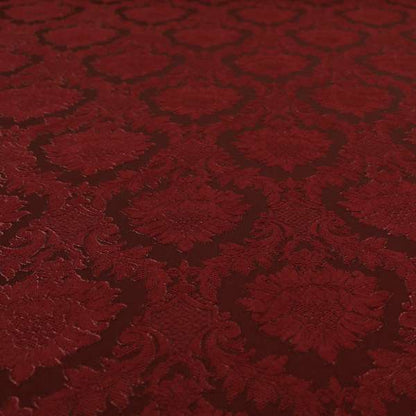 Anook Collection Red Colour Damask Floral Pattern Soft Chenille Upholstery Fabric CTR-135 - Made To Measure Curtains