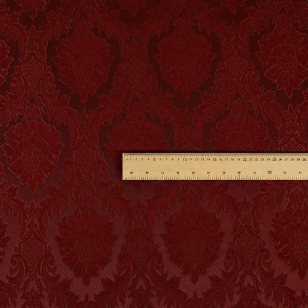 Anook Collection Red Colour Damask Floral Pattern Soft Chenille Upholstery Fabric CTR-135 - Roman Blinds