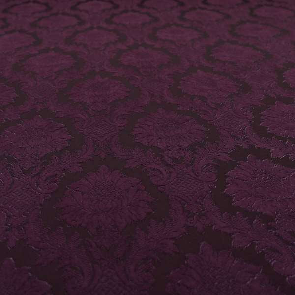 Anook Collection Purple Colour Damask Floral Pattern Soft Chenille Upholstery Fabric CTR-136 - Roman Blinds