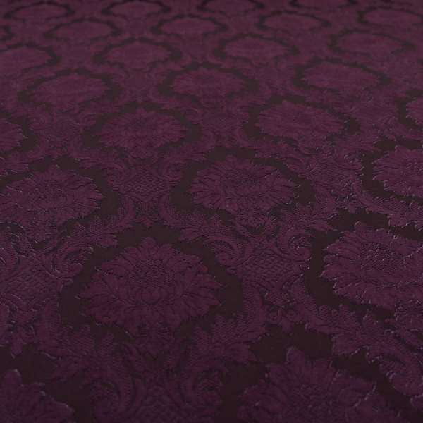 Anook Collection Purple Colour Damask Floral Pattern Soft Chenille Upholstery Fabric CTR-136 - Made To Measure Curtains