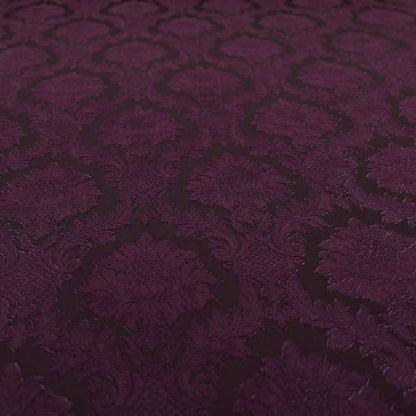 Anook Collection Purple Colour Damask Floral Pattern Soft Chenille Upholstery Fabric CTR-136 - Made To Measure Curtains