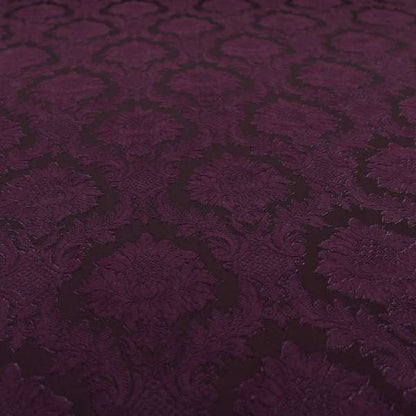 Anook Collection Purple Colour Damask Floral Pattern Soft Chenille Upholstery Fabric CTR-136 - Handmade Cushions
