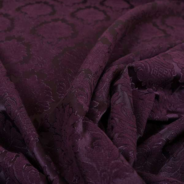 Anook Collection Purple Colour Damask Floral Pattern Soft Chenille Upholstery Fabric CTR-136 - Made To Measure Curtains