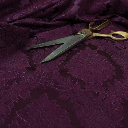 Anook Collection Purple Colour Damask Floral Pattern Soft Chenille Upholstery Fabric CTR-136 - Roman Blinds