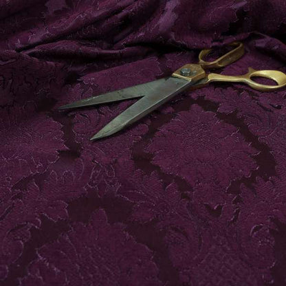 Anook Collection Purple Colour Damask Floral Pattern Soft Chenille Upholstery Fabric CTR-136 - Made To Measure Curtains