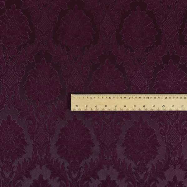 Anook Collection Purple Colour Damask Floral Pattern Soft Chenille Upholstery Fabric CTR-136 - Made To Measure Curtains