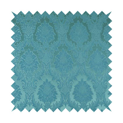 Anook Collection Blue Colour Damask Floral Pattern Soft Chenille Upholstery Fabric CTR-137 - Handmade Cushions