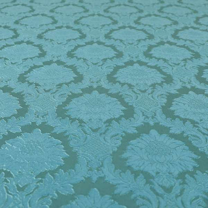 Anook Collection Blue Colour Damask Floral Pattern Soft Chenille Upholstery Fabric CTR-137 - Handmade Cushions