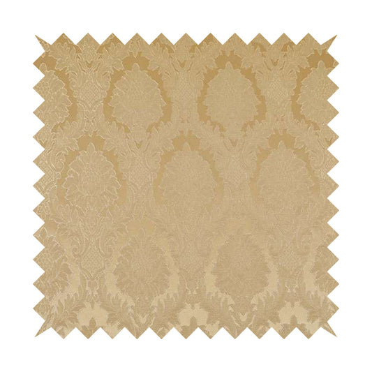 Anook Collection Gold Colour Damask Floral Pattern Soft Chenille Upholstery Fabric CTR-138