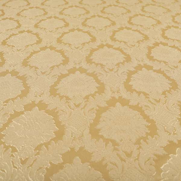 Anook Collection Gold Colour Damask Floral Pattern Soft Chenille Upholstery Fabric CTR-138 - Made To Measure Curtains