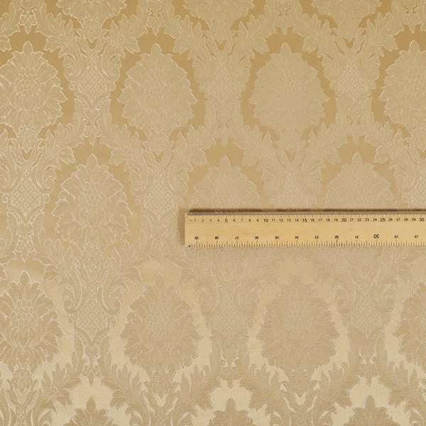 Anook Collection Gold Colour Damask Floral Pattern Soft Chenille Upholstery Fabric CTR-138 - Made To Measure Curtains