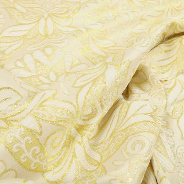 Sultan Collection Damask Floral Pattern Gold Shine Effect Colour Upholstery Fabric CTR-139 - Made To Measure Curtains