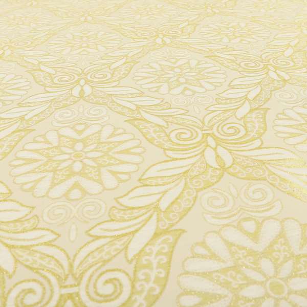 Sultan Collection Damask Floral Pattern Gold Shine Effect Colour Upholstery Fabric CTR-139 - Roman Blinds