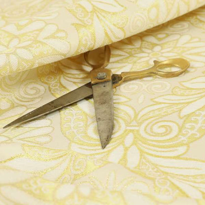 Sultan Collection Damask Floral Pattern Gold Shine Effect Colour Upholstery Fabric CTR-139 - Made To Measure Curtains