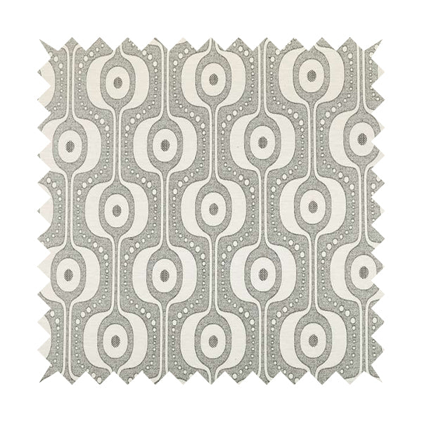 Apocalypse Geometric Pattern Fabric In Silver Grey Colour Upholstery Fabric CTR-141 - Made To Measure Curtains