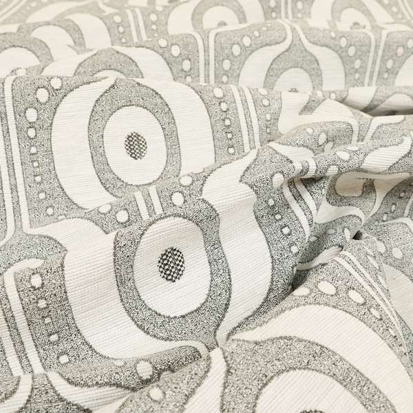 Apocalypse Geometric Pattern Fabric In Silver Grey Colour Upholstery Fabric CTR-141 - Roman Blinds